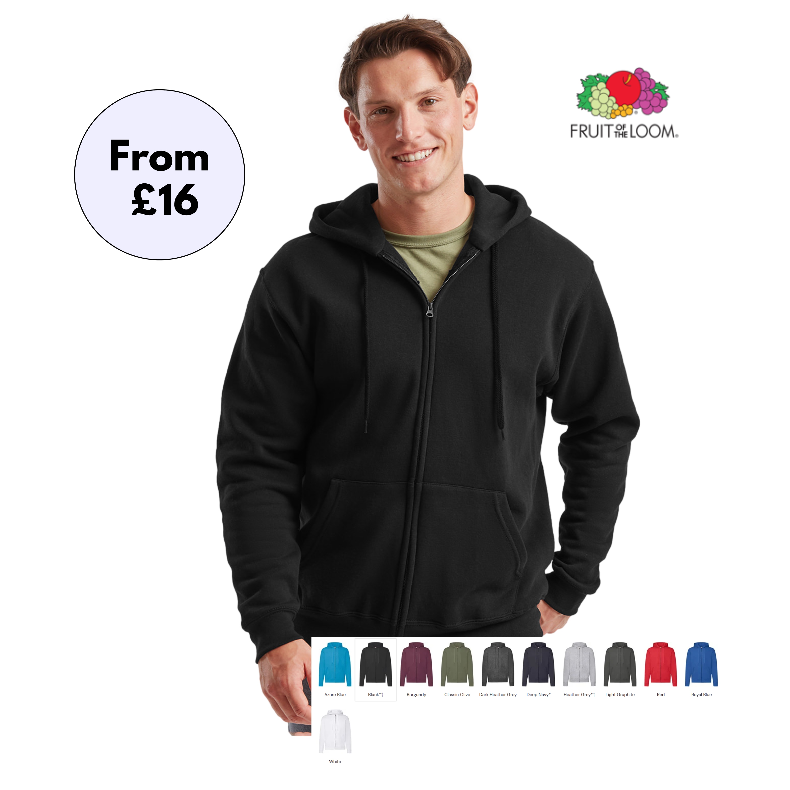 SS222 - Fruit of the Loom Classic 80/20 hooded sweatshirt jacket