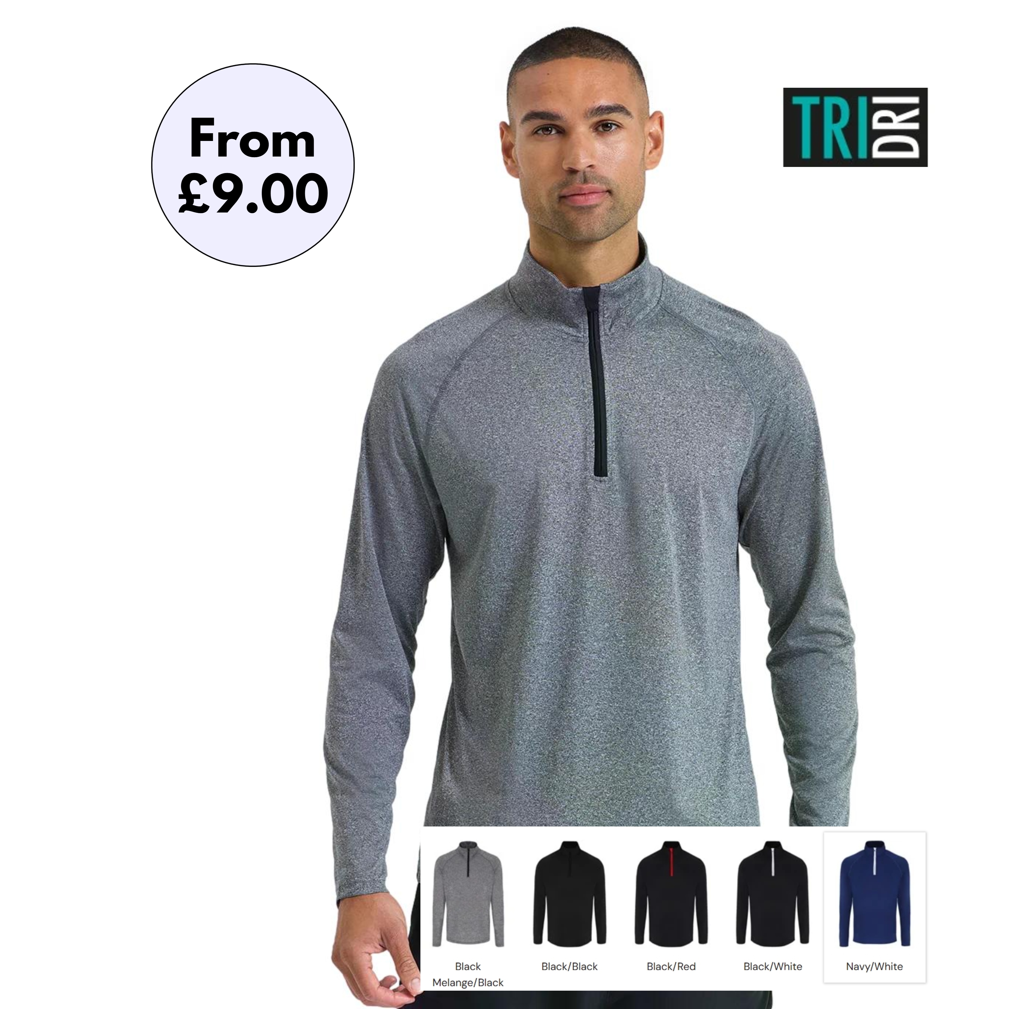 TR110 - Men's TriDri® long sleeve performance ¼ zip top