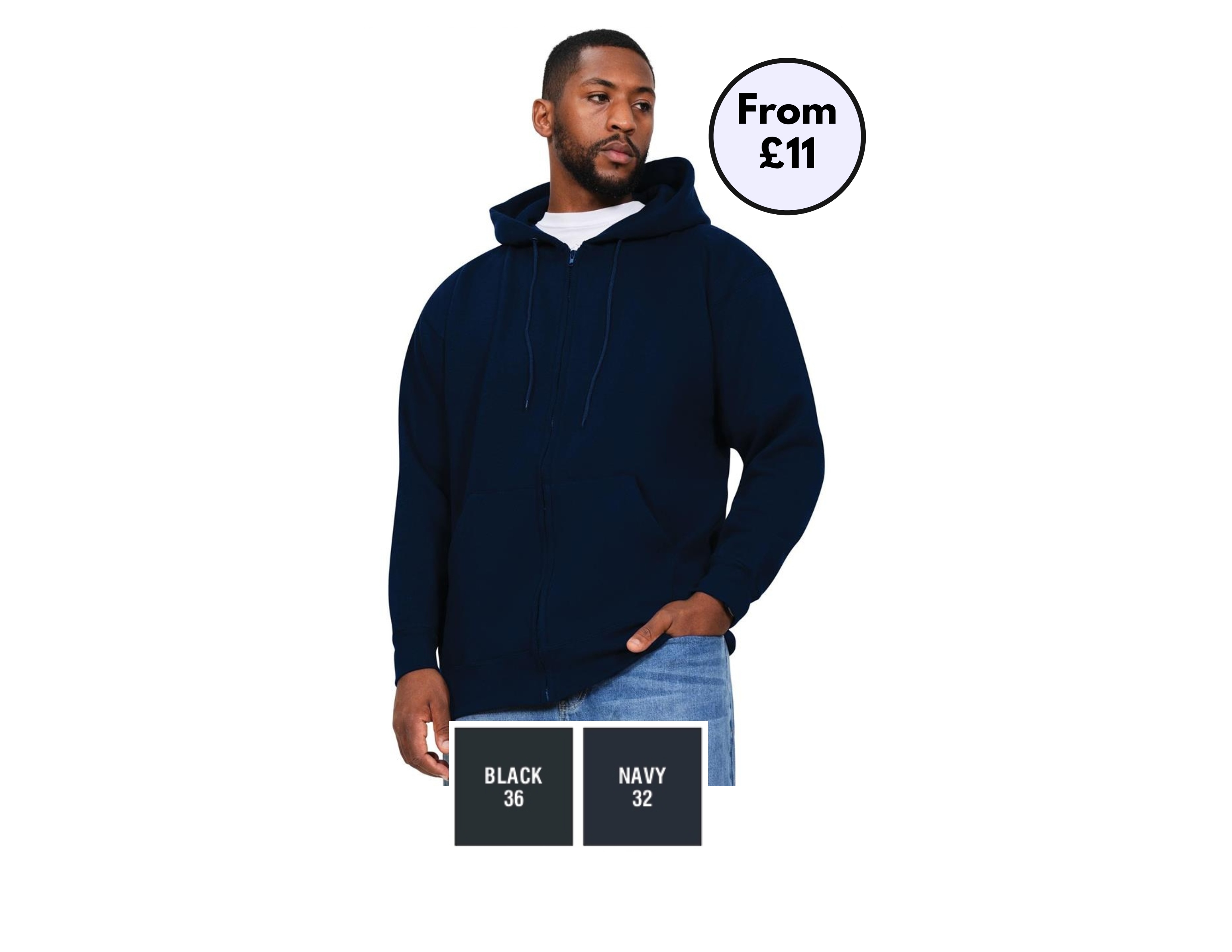 AA26 - AA Ringspun 300 Classic Fit Zip Hood Adult From £11.00